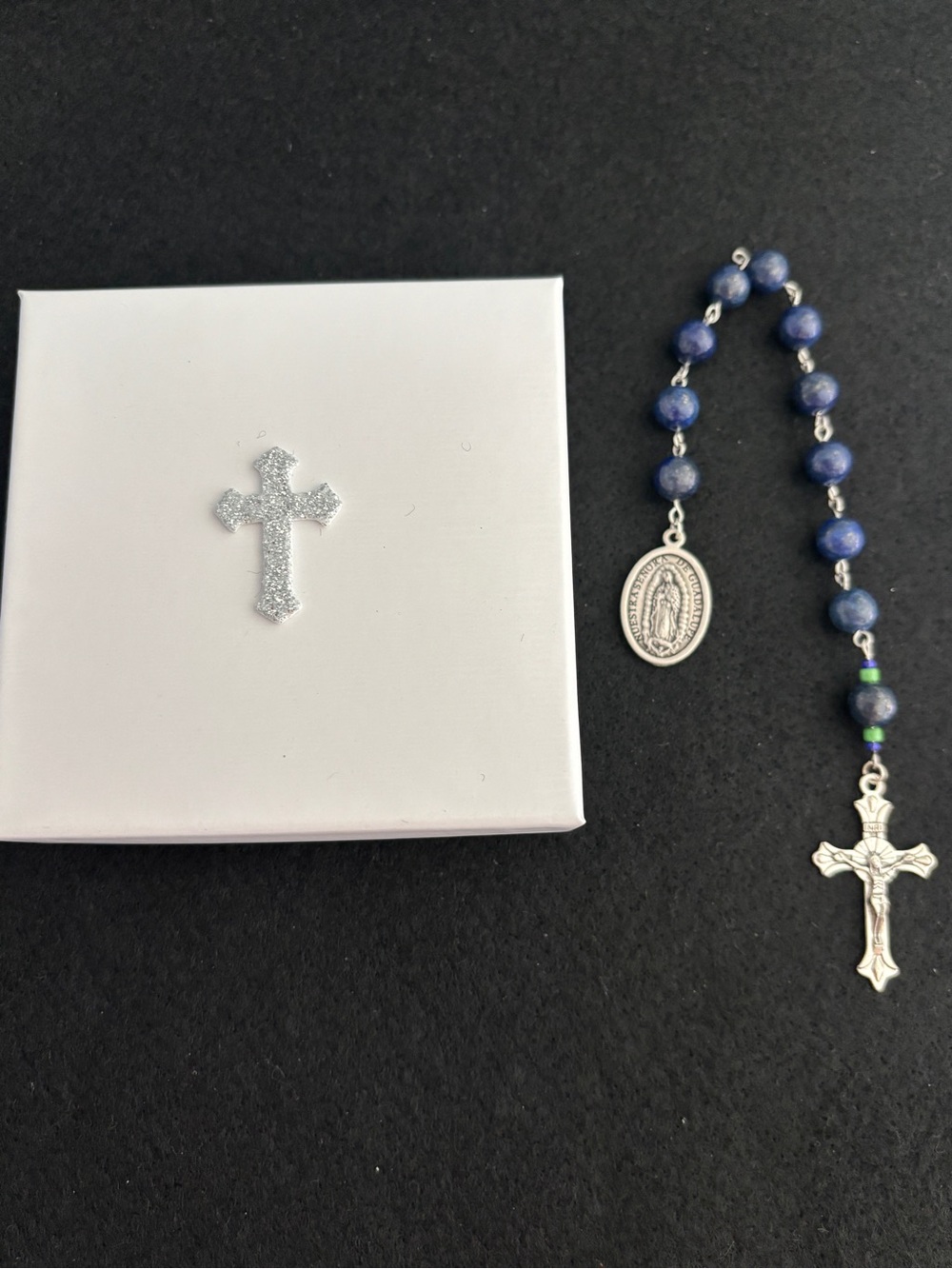 Catholic Rosary Decade Tenner Handmade Blue Divine Mercy/Our Lady Guadalupe